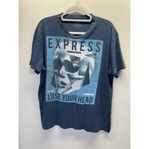Express T-Shirt XL Lose Your Head Graphic Tee Blue Crew Neck Men’s Casual